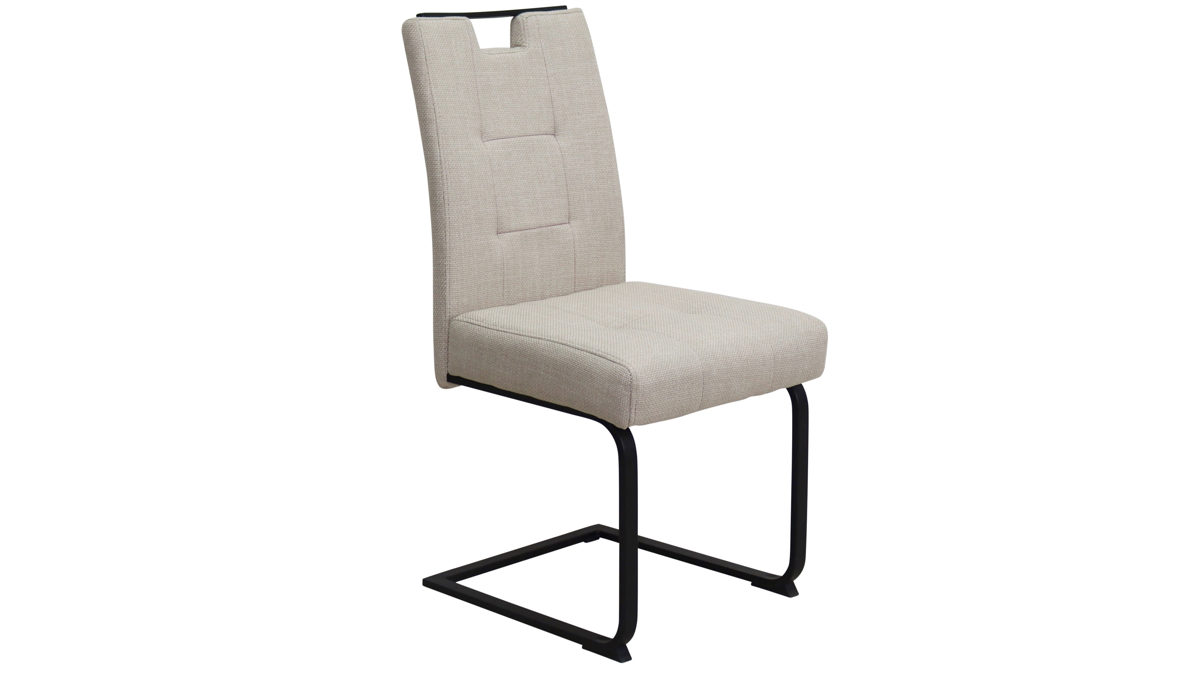 Schwingstuhl Hela aus Stoff in Beige Schwingstuhl Wien S Beige & schwarzes Metall