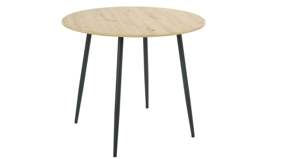 Esstisch Hela aus Holz in Holzfarben Esstisch Hagen T Artisan Eiche 10-03 & Schwarz - Durchmesser ca. 90 cm