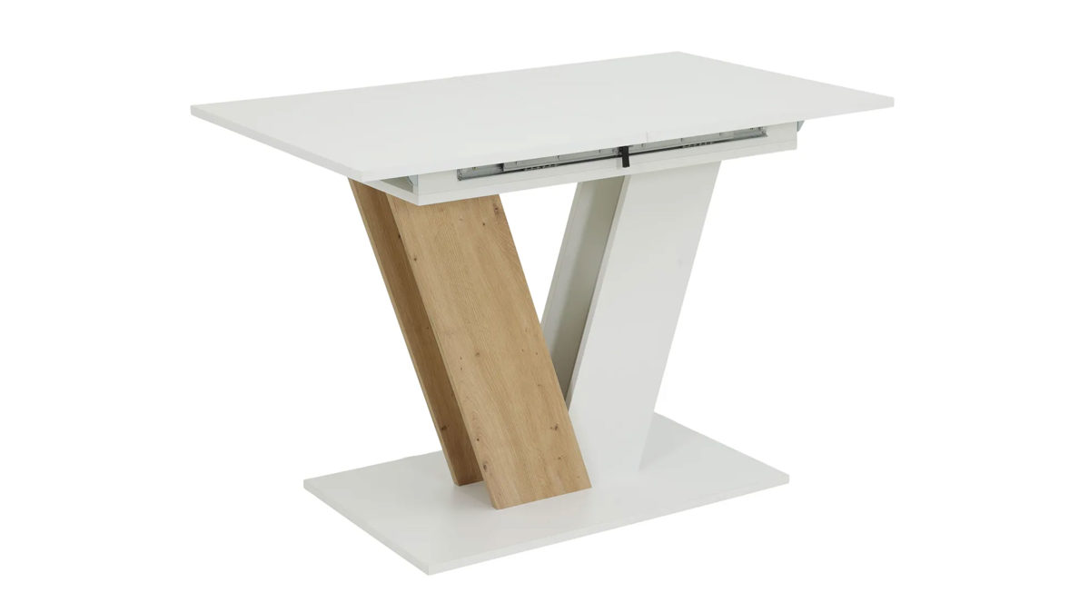 Auszugtisch Hela aus Holz in Weiß Auszugtisch Siena T Weiß & Artisan Eiche - ca. 110 - 150 x 70 cm