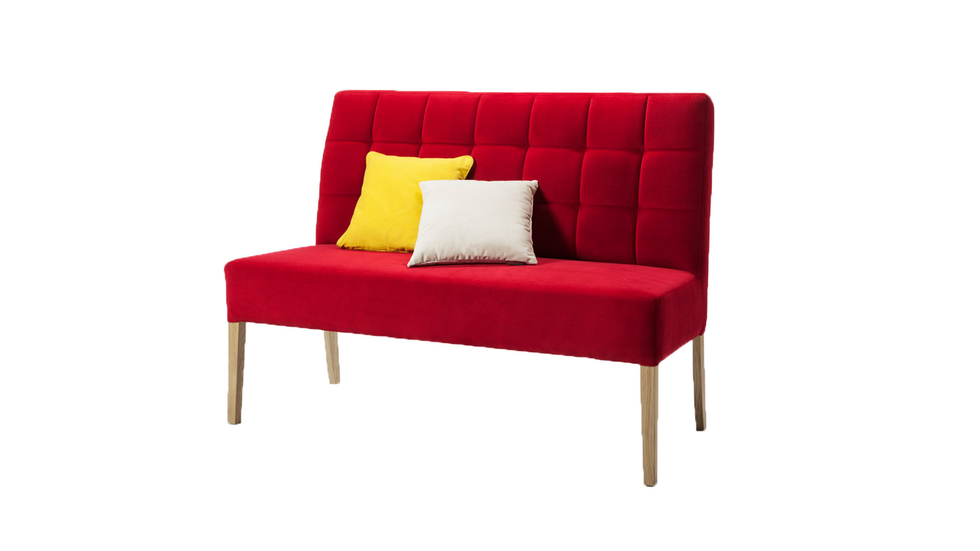 Polsterbank KAWOO aus Stoff in Rot KAWOO Polsterbank Capi als Sitzmöbel rotes Flachgewebe Board 35 & Eiche – Breite ca. 130 cm