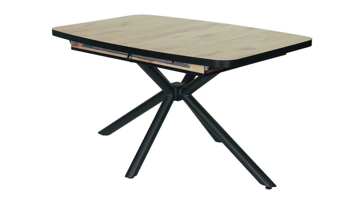 Auszugtisch Hela aus Holz in Holzfarben Auszugtisch Tokio T Viking Oak & Schwarz - ca. 140 - 180 x 90 cm