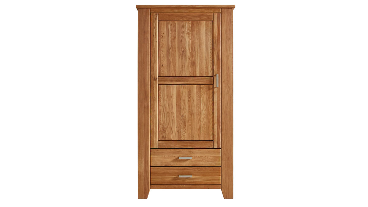 Garderobenschrank WOODS & TRENDS aus Holz in Holzfarben WOODS & TRENDS Programm Loft - Garderobenschrank Eiche natur - eine Tür, zwei Schubladen, Höhe ca. 206 cm