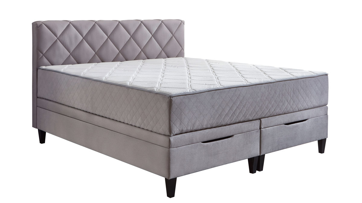 Boxspringbett Sun garden | 162739 aus Stoff in Hellgrau Boxspringbett Eberndorf silberfarbender Bezug 50562-720 – Liegefläche ca. 180 x 200 cm