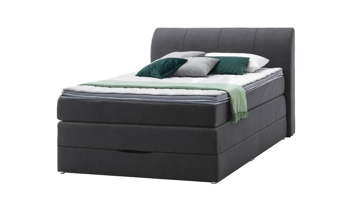 Boxspringbett Sun garden | 162719 aus Stoff in Anthrazit Boxspringbett Modesto anthrazitfarbenes Flachgewebe MT50379-700 – Liegefläche ca. 140 x 200 cm