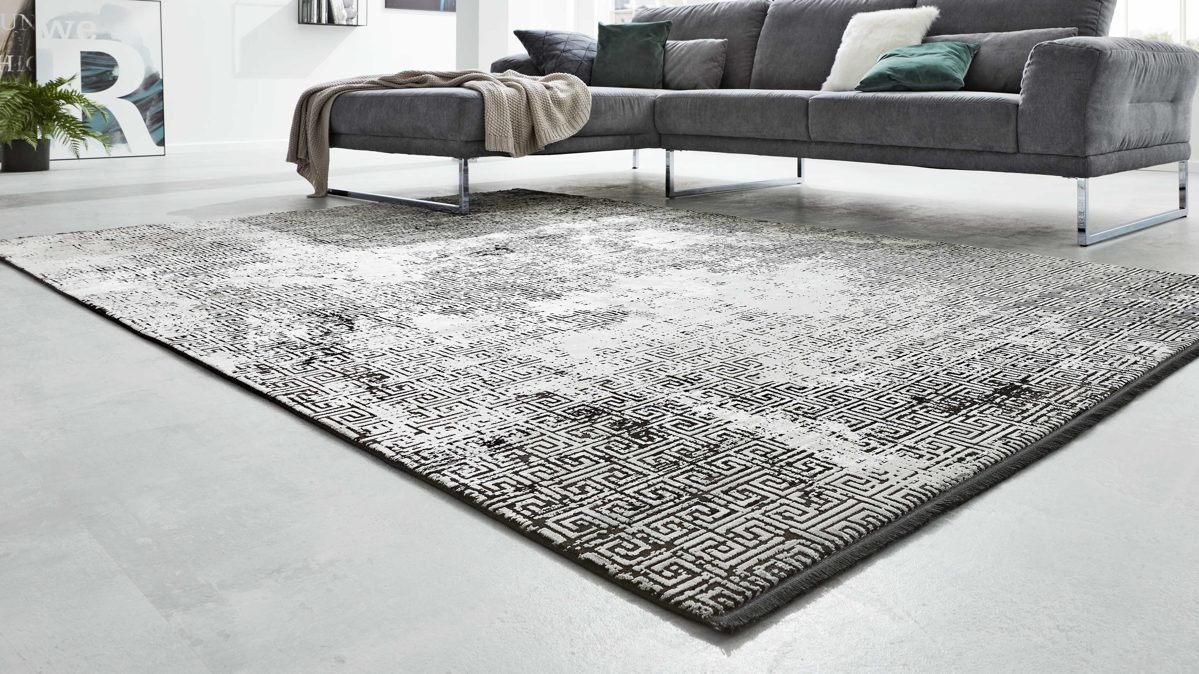 Handwebteppich Interliving aus Mischgewebe in Schwarz Interliving Teppich Serie L-8620 Mischgewebe - ca. 80 x 150 cm