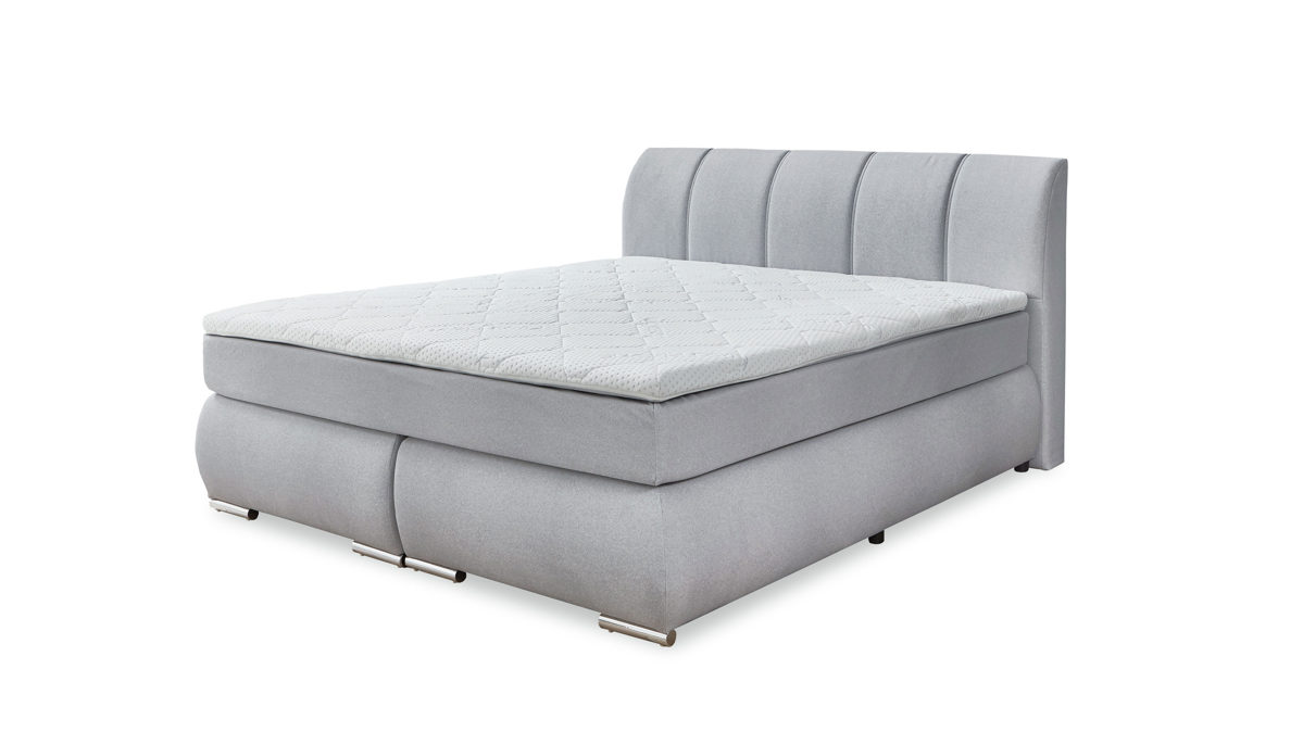 Boxspringbett Sun garden | 162719 aus Stoff in Hellgrau Boxspringbett Graz silberfarbener Bezug 50533-720 – Liegefläche ca. 180 x 200 cm