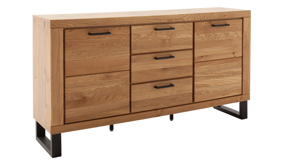 Sideboard Mca direkt aus Holz in Holzfarben Wohnprogramm Kambo - Sideboard Wildeiche - zwei Türen, drei Schubladen, Breite ca. 158 cm