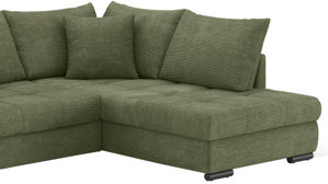 Ecksofa Nova via aus Stoff in Grün Sofa Serie Allegro - Ecksofa mit Schlaffunktion grüner Bezug - Stellfläche ca. 303 x 202 cm