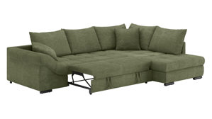 Ecksofa Nova via aus Stoff in Grün Sofa Serie Allegro - Ecksofa mit Schlaffunktion grüner Bezug - Stellfläche ca. 303 x 202 cm