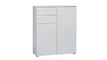 Kombikommode Bega-consult aus MDF in Weiß Kombikommode als stilvolles Sideboard weiße Hochglanzfront & weißer Korpus – zwei Schubladen, zwei Türen
