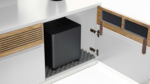 Wohnwand Rietberger möbelwerke | rmw aus Holz in Holzfarben Vision Wohnkombination mattweiße Lackoberflächen & Eiche – ca. 360 cm