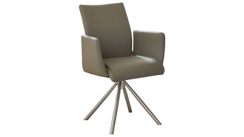 Vierfußstuhl Interliving aus Kunstfaser in Hellbraun Interliving Esszimmer Serie 5122 – Armlehnstuhl mit Funktionen fangofarbenes Kunstleder LEA-TEX & gebürsteter Edelstahl