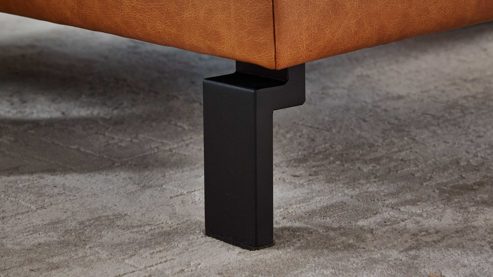 Dreisitzer SOFAkultur aus Leder in Orange SOFAkultur Programm SK 239 - 2,5-Sitzer mit Federkern cognacfarbenes Leder Vicenza & schwarze Metallfüße 192 - Länge ca. 186 cm