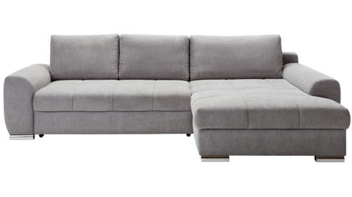 Ecksofa Nova via aus Stoff in Grau Ecksofa Fabio - Schlaffunktion mit Bettkasten melangefarbener Bezug - Stellfläche ca. 283 x 181 cm