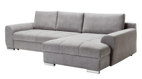 Ecksofa Nova via aus Stoff in Grau Ecksofa Fabio - Schlaffunktion mit Bettkasten melangefarbener Bezug - Stellfläche ca. 283 x 181 cm