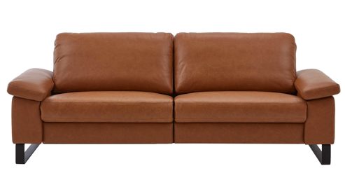 Dreisitzer SOFAkultur aus Leder in Orange SOFAkultur Programm SK 239 - Dreisitzer mit Federkern cognacfarbenes Leder Vicenza & schwarze Metallfüße 192 - Länge ca. 210 cm
