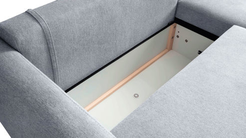 Ecksofa Nova via aus Stoff in Grau Ecksofa Louis de Luxe - Schlaffunktion mit Bettkasten grauer Bezug - Stellfläche ca. 235 x 184 cm