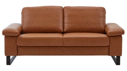 Dreisitzer SOFAkultur aus Leder in Orange SOFAkultur Programm SK 239 - 2,5-Sitzer mit Federkern cognacfarbenes Leder Vicenza & schwarze Metallfüße 192 - Länge ca. 186 cm