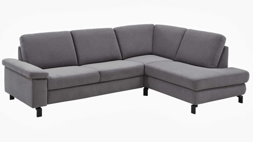 Ecksofa SOFAkultur aus Stoff in Grau SOFAkultur Programm SK 239 - Ecksofa platingrauer Bezug Easy Care & schwarze Metallfüße 893 - Stellfläche ca. 267 x 200 cm