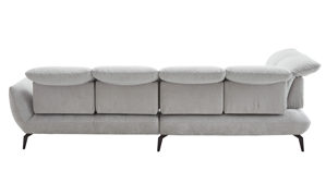 Ecksofa KAWOO aus Stoff in Hellgrau KAWOO Polsterprogramm New Jersey - Ecksofa silberfarbener Bezug 02 Brego & silberfarbener Bezug 15 Lothar – Stellfläche ca. 180 x 332 cm