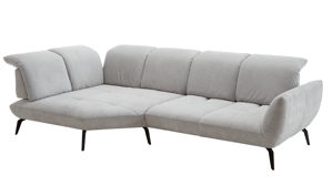 Ecksofa KAWOO aus Stoff in Hellgrau KAWOO Polsterprogramm New Jersey - Ecksofa silberfarbener Bezug 02 Brego & silberfarbener Bezug 15 Lothar – Stellfläche ca. 180 x 332 cm
