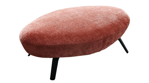 Polsterhocker KAWOO aus Stoff in Orange KAWOO Serie Curve - Hocker kupferfarbener Bezug Nile Marsala & schwarze Füße - ca. 117 x 78 cm