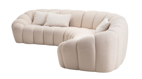 Ecksofa Gutmann factory® aus Stoff in Beige Polsterprogramm Emelie - Ecksofa naturweißer Bezug 306.55 & Kissen 371.15 naturbeige - ca. 290 x 290 cm