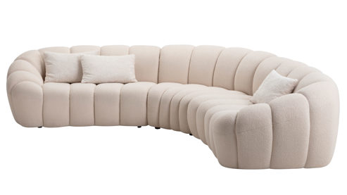Ecksofa Gutmann factory® aus Stoff in Beige Polsterprogramm Emelie - Ecksofa naturweißer Bezug 306.55 & Kissen 371.15 naturbeige - ca. 290 x 290 cm