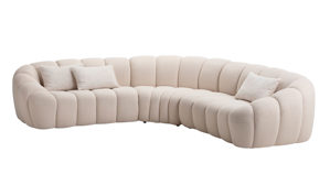Ecksofa Gutmann factory® aus Stoff in Beige Polsterprogramm Emelie - Ecksofa naturweißer Bezug 306.55 & Kissen 371.15 naturbeige - ca. 290 x 290 cm
