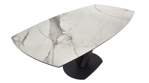 Auszugtisch Akante aus Keramik in Weiß AKANTE Esstisch Serie Bellagio - Auszugtisch weiße Marmoroptik & Schwarz - ca. 160 - 240 x 100 cm