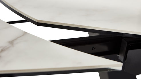 Auszugtisch Akante aus Keramik in Weiß AKANTE Esstisch Serie Bellagio - Auszugtisch weiße Marmoroptik & Schwarz - ca. 160 - 240 x 100 cm