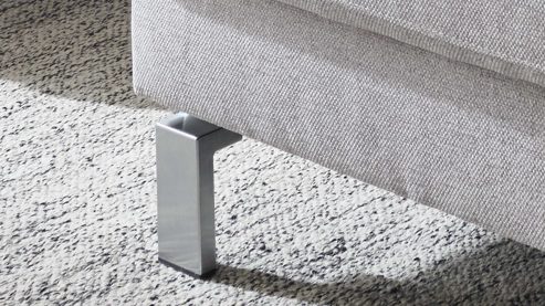 Polsterhocker SOFAkultur aus Stoff in Hellgrau SOFAkultur Programm SK 239 - Polsterhocker hellgraues Flachgewebe Mono & Metallfüße 222 - ca. 70 x 70 cm