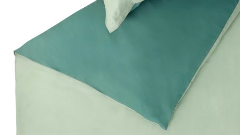 Bettwäsche-Set Interliving aus Stoff in Grün Interliving Bettwäsche Serie 9128 salbeifarbener Baumwollsatin - ca. 135 x 200 cm