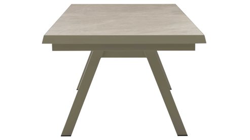 Gartentisch Interliving aus Stein in Beige Interliving Gartenmöbel Serie 7011 - Ausziehtisch gesinterter beiger Stein & taupefarbenes Aluminium - ca 200 - 240 x 100 cm