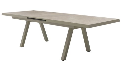 Gartentisch Interliving aus Metall in Beige Interliving Gartenmöbel Serie 7011 - Essgruppe mit vier Stühlen beiger gesinterter Stein, Rope & Olefin, taupefarbenes Aluminium