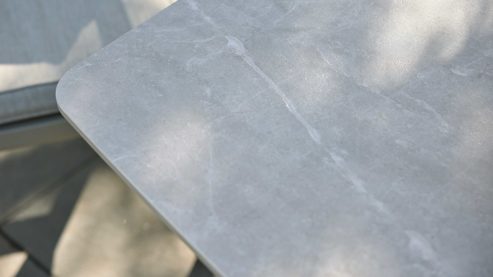 Gartenmöbel-Set Interliving aus Metall in Beige Interliving Gartenmöbel Serie 7014 - Essgruppe mit sechs Stühlen beiges TEXTILIENE®, Sinterstein & taupefarbenes Aluminium