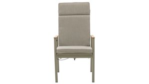 Gartenstuhl /-sessel Interliving aus Metall in Beige Interliving Gartenmöbel Serie 7014 - Gartenstuhl mit Relaxfunktion beiges TEXTILENE®, Teak & taupefarbenes Aluminium