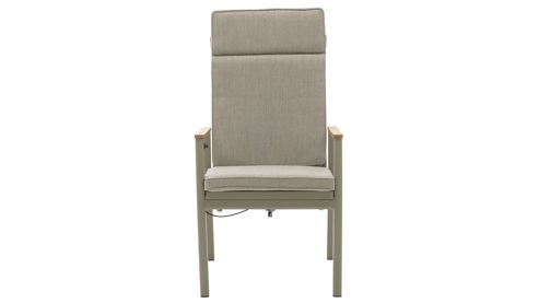 Gartenstuhl /-sessel Interliving aus Metall in Beige Interliving Gartenmöbel Serie 7014 - Gartenstuhl mit Relaxfunktion beiges TEXTILENE®, Teak & taupefarbenes Aluminium
