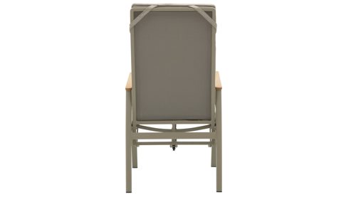 Gartenstuhl /-sessel Interliving aus Metall in Beige Interliving Gartenmöbel Serie 7014 - Gartenstuhl mit Relaxfunktion beiges TEXTILENE®, Teak & taupefarbenes Aluminium