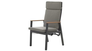 Tischgruppe Interliving aus Stein in Anthrazit Interliving Gartenmöbel Serie 7014 - Essgruppe mit Ausziehtisch betonfarbener Sinterstein, anthrazitfarbenes Aluminium & TEXTILENE®