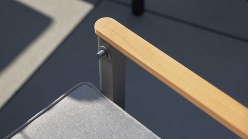 Gartenstuhl /-sessel Interliving aus Metall in Anthrazit Interliving Gartenmöbel Serie 7014 - Gartenstuhl mit Relaxfunktion anthrazitfarbenes TEXTILENE®, Aluminium & Teakholz