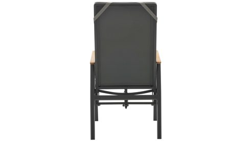 Gartenstuhl /-sessel Interliving aus Metall in Anthrazit Interliving Gartenmöbel Serie 7014 - Gartenstuhl mit Relaxfunktion anthrazitfarbenes TEXTILENE®, Aluminium & Teakholz