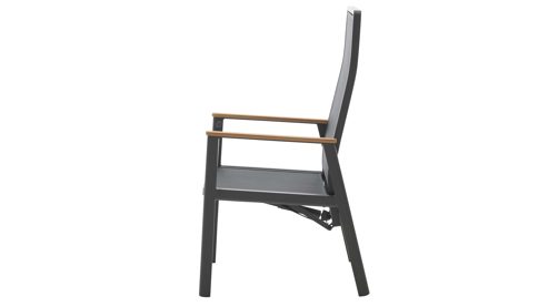 Gartenstuhl /-sessel Interliving aus Metall in Anthrazit Interliving Gartenmöbel Serie 7014 - Gartenstuhl mit Relaxfunktion anthrazitfarbenes TEXTILENE®, Aluminium & Teakholz