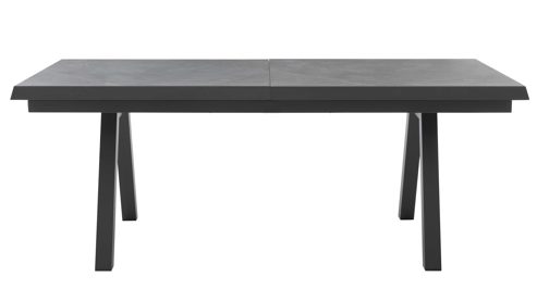 Gartenmöbel-Set Interliving aus Stein in Anthrazit Interliving Gartenmöbel Serie 7014 - Essgruppe mit Ausziehtisch betonfarbener Sinterstein, anthrazitfarbenes Aluminium & TEXTILENE®