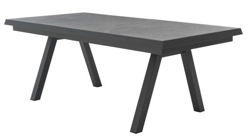 Gartentisch Interliving aus Stein in Hellgrau Interliving Gartenmöbel Serie 7011 - Ausziehtisch gesinterter betonfarbener Stein & anthrazitfarbenes Aluminium - ca. 200 - 260 x 100 cm
