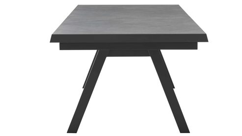 Gartentisch Interliving aus Stein in Hellgrau Interliving Gartenmöbel Serie 7011 - Ausziehtisch gesinterter betonfarbener Stein & anthrazitfarbenes Aluminium - ca. 200 - 260 x 100 cm