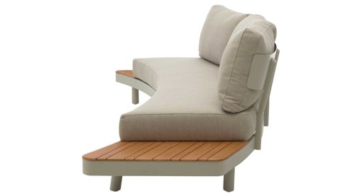 Gartenstuhl /-sessel Interliving aus Metall in Beige Interliving Gartenmöbel Serie 7015 - Loungesofa beiges Olefin, Teakholz & taupefarbenes  Aluminium