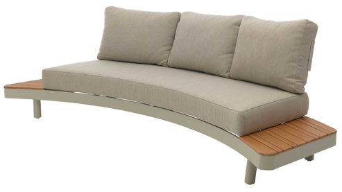 Gartenstuhl /-sessel Interliving aus Metall in Beige Interliving Gartenmöbel Serie 7015 - Loungesofa beiges Olefin, Teakholz & taupefarbenes  Aluminium