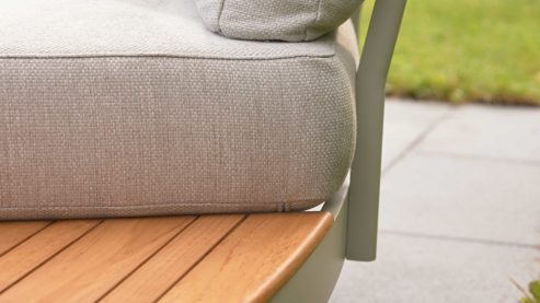 Gartensofa Interliving aus Metall in Beige Interliving Gartenmöbel Serie 7015 - Loungesofa beiges Olefin, Teakholz & taupefarbenes  Aluminium