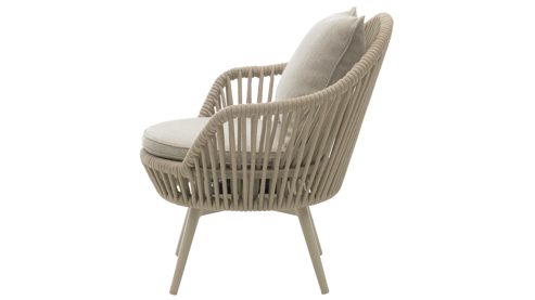 Gartenstuhl /-sessel Interliving aus Kunstfaser in Beige Interliving Gartenmöbel Serie 7015 - drehbarer Diningsessel beiger Olefinbezug & Rope, taupefarbenes Aluminium